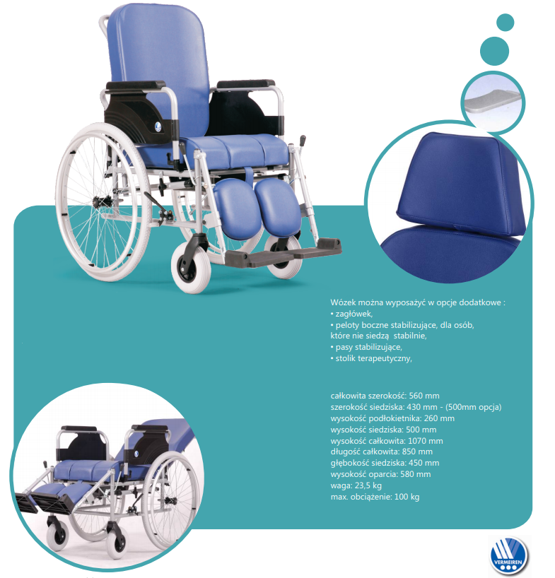 Wózek inwalidzki specjalny toaletowy Vermeiren 9300